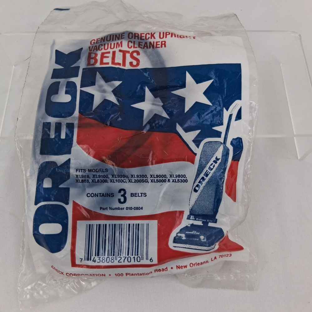 Oreck Genuine Upright Vacuum Cleaner Belts 3 Pk 010-0804 XL Series XL9100 XL9300